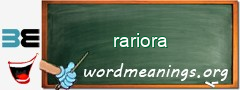 WordMeaning blackboard for rariora